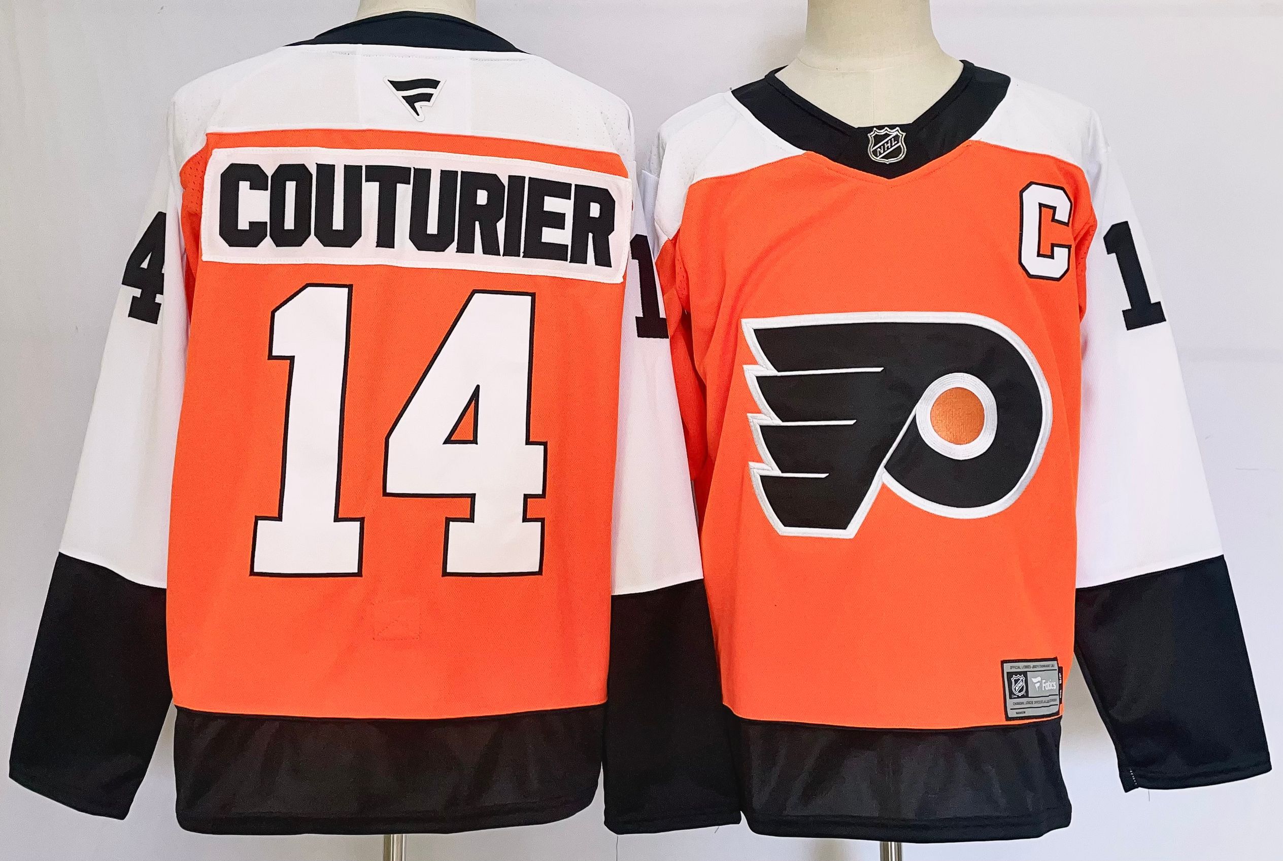 Men Philadelphia Flyers #14 Couturier Orange 2025 Home Premier Player NHL Jersey